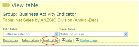 Figure 5.2.9 - Print table option. 