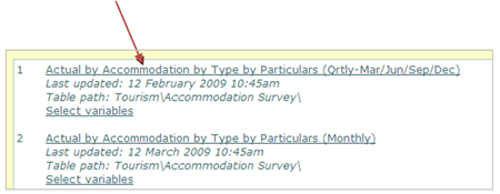 Figure 3.2.1 - Search results page (example of #1 ranking for table name 'accommodation'). 