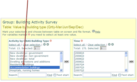 Figure 3.2.4 - Select variables page(example of #6 ranking for within variables  'accommodation'). 
