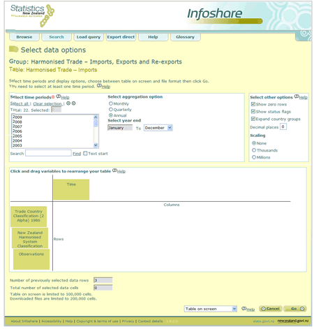 Figure 5.1 - Select data options page. 