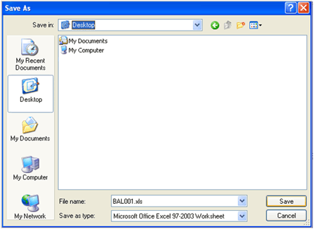 Figure 5.2.8 - Save window for Excel download. 